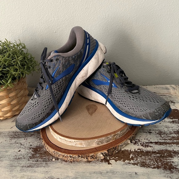 Brooks Ghost 11 Men's Running Shoes Size 8 Wide (2E) Blue Gray Sneakers - Picture 2 of 9